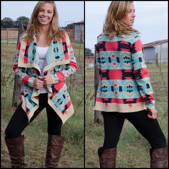 Anthro Moon Collection Aztec Drape Cardigan - Picture 6 of 16